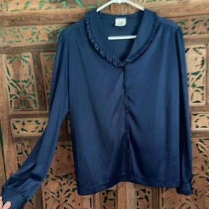 Vintage secretary blouse frilly collar